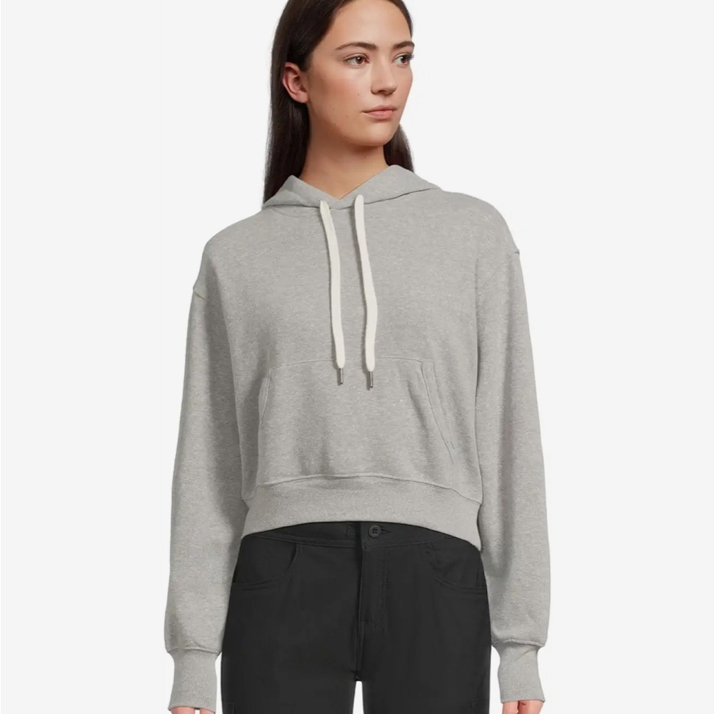 NWT Prana Light Gray Cozy Up Crop Women's Hoodie Sz Large